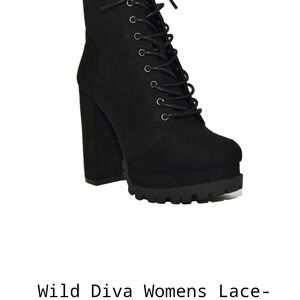 Wild Diva Women's Charcoal Lace-Up Boots